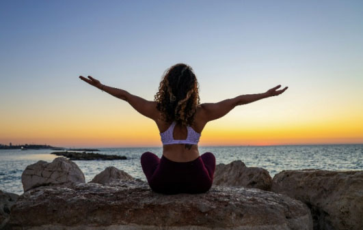 Girl, Peace of Mind, Ocean, Sky, Horizon